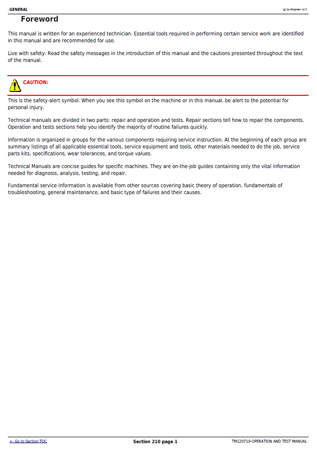 John Deere S650-S690 Combine Diagnostic Service Technical Manual TM120719