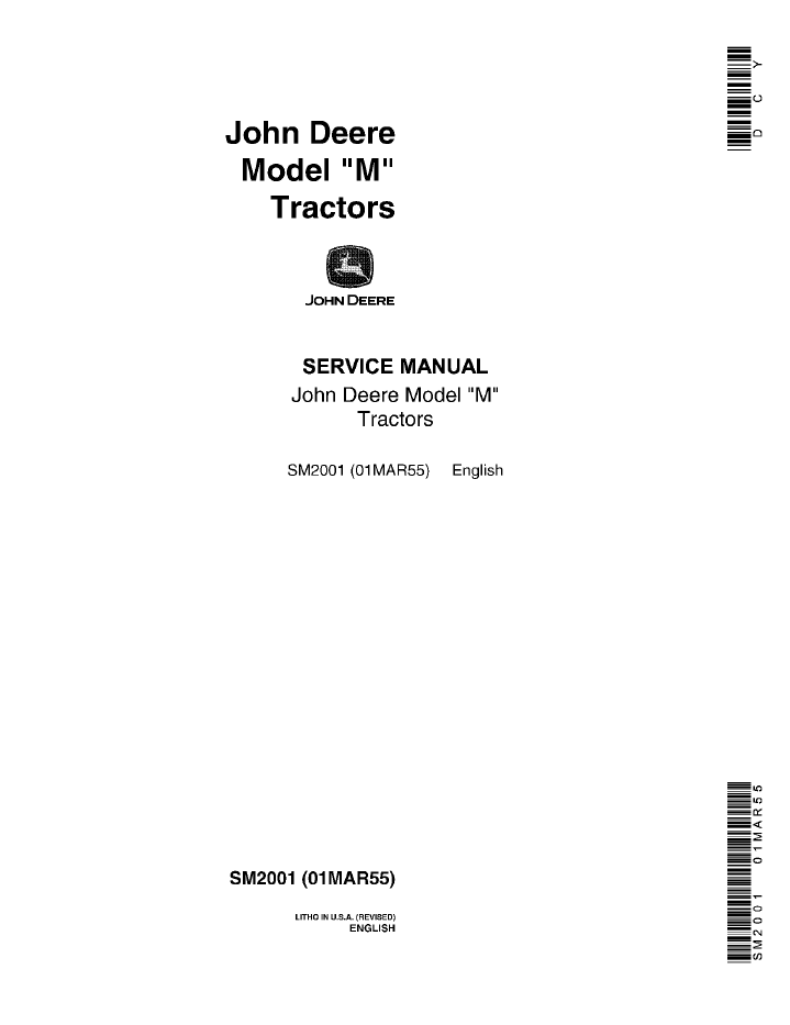 John Deere SM2001 M Tractor Service Repair Workshop Manual