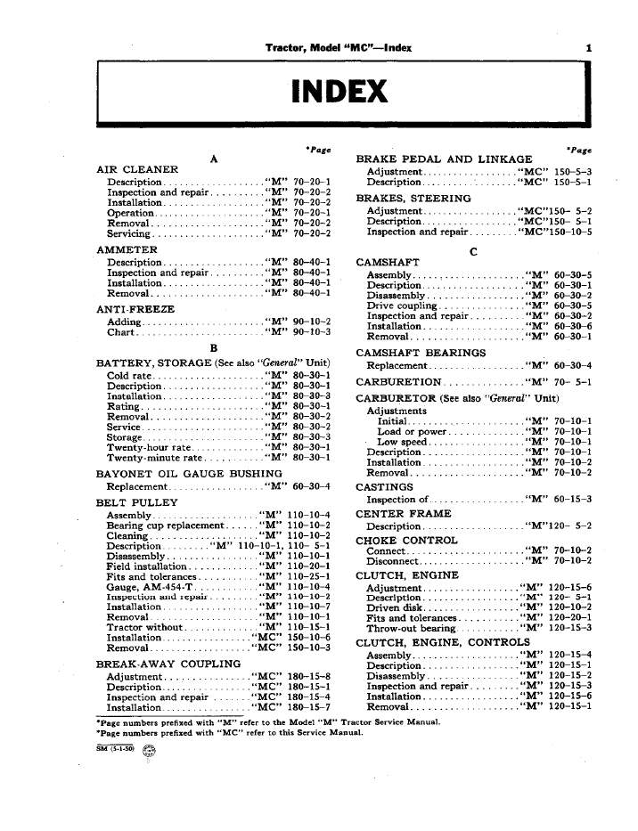 John Deere SM2003 Tractor Guide | MC Series Repair Manual