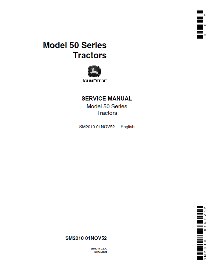John Deere SM2010 50 Series Tractor Service Repair Manual