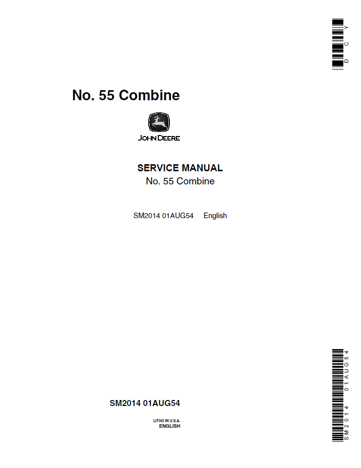 John Deere SM2014 No. 55 Combine Service Repair Manual