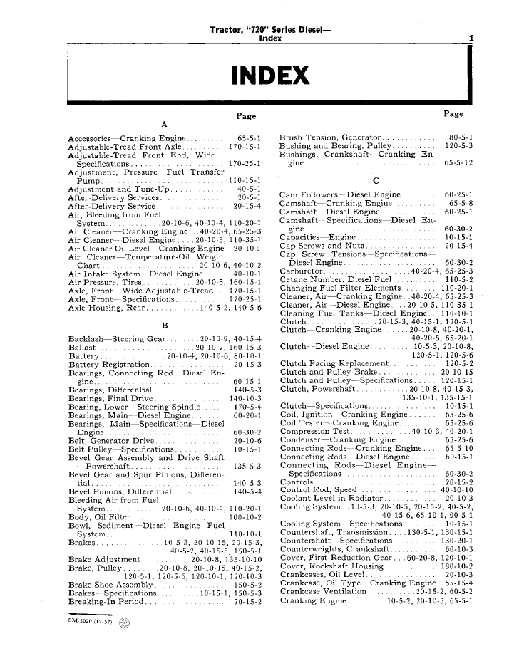 John Deere SM2020 Tractor Guide | 720 Diesel Repair Manual