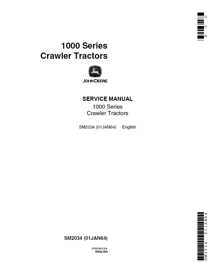 John Deere SM2034 1000 Series Crawler Tractor Service Manual