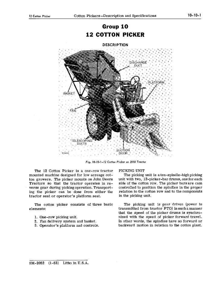 John Deere SM2052 Cotton Harvester Guide | Service Repair Manual