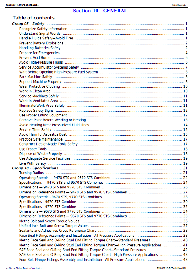 John Deere STS Combine Manual | Complete 9470–9770 Repair & Service Guide