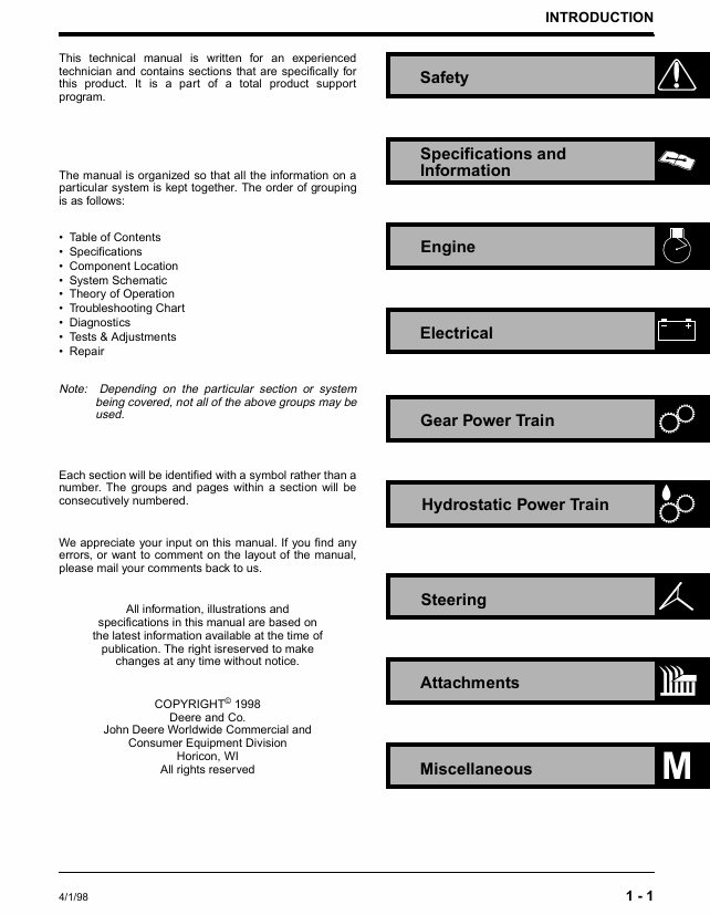 John Deere Sabre 1438-1646 Lawn Tractor Technical Service Manual TMGX10238