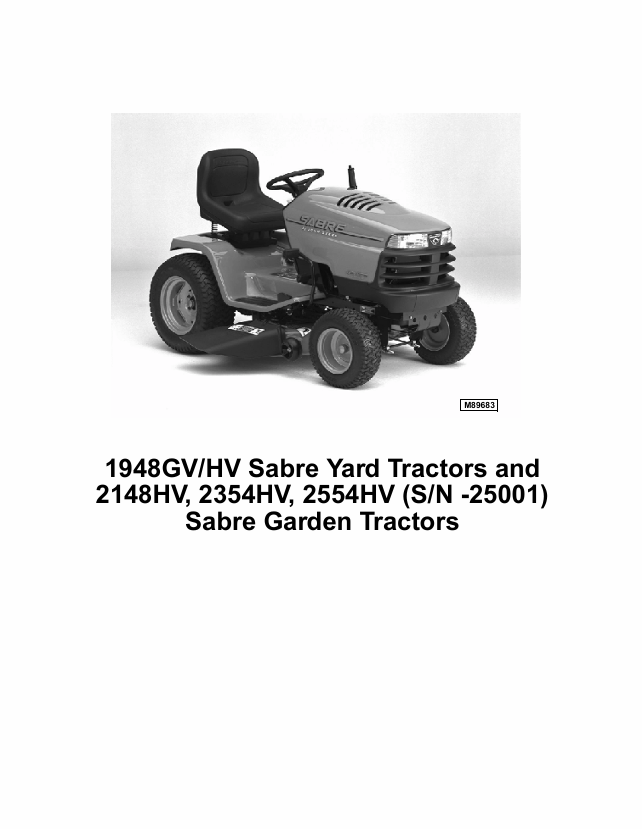 John Deere Sabre 1948GV/HV 2148HV 2354HV 2554HV Repair Manual