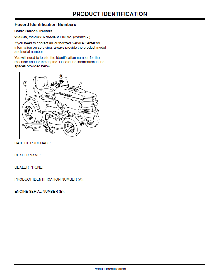 John Deere Sabre Garden Tractor Manual – 2048HV, 2254HV & 2554HV Operator Guide
