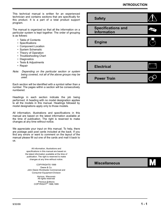John Deere Snowblower 524D through 1032D Workshop and Service Manual