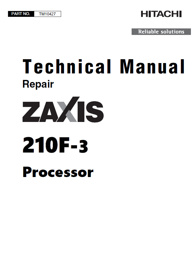 John Deere TM10427 Repair Manual for ZAXIS ZX210F-3 Processor PDF
