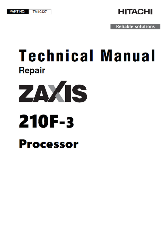 John Deere TM10427 Repair Manual for ZAXIS ZX210F-3 Processor PDF