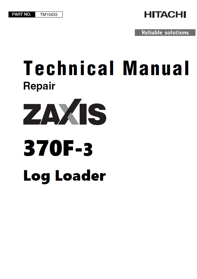 John Deere TM10433 Repair Manual for ZAXIS ZX370F-3 Log Loader PDF