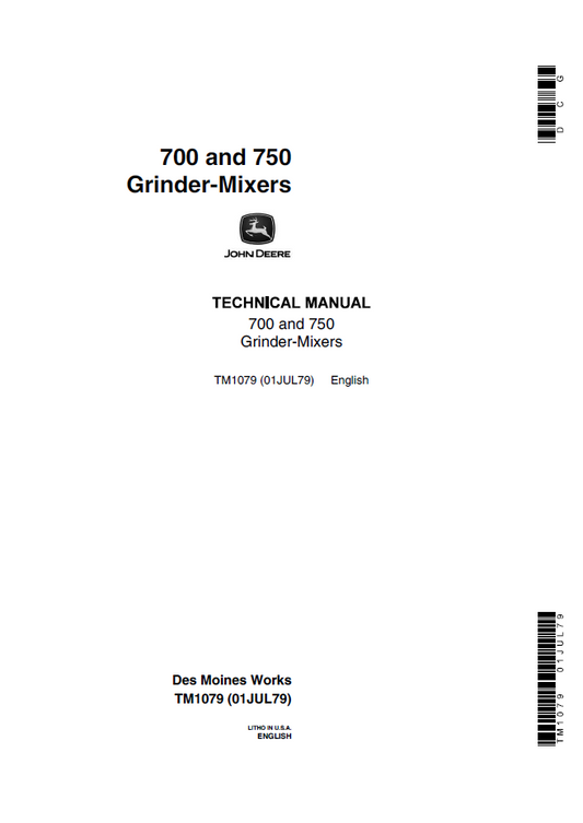 John Deere TM1079 700 & 750 Grinder-Mixer Technical Manual PDF