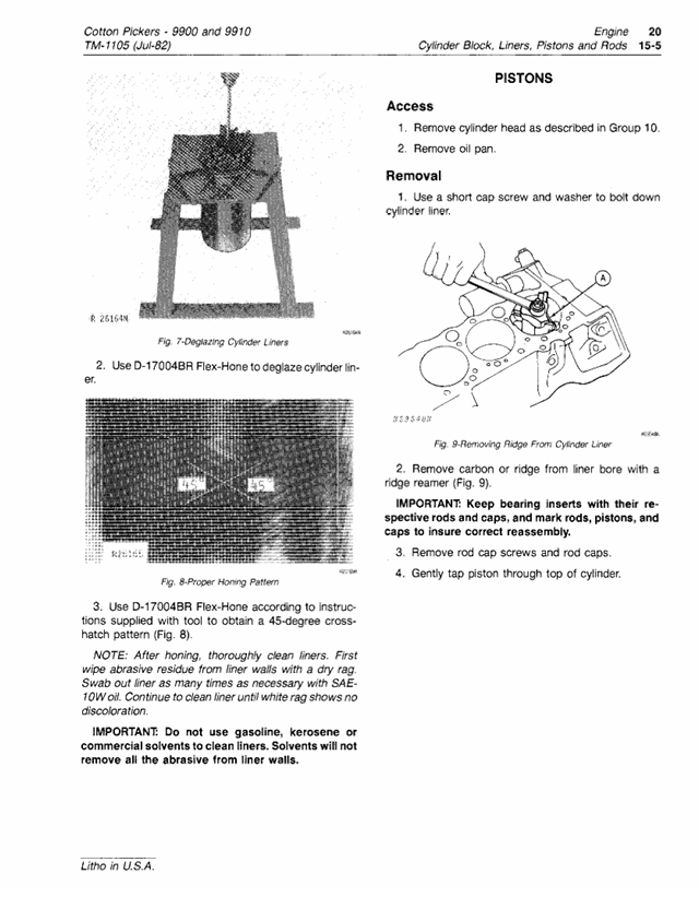 John Deere TM1105 Service Manual for 9900 and 9910 Cotton Pickers