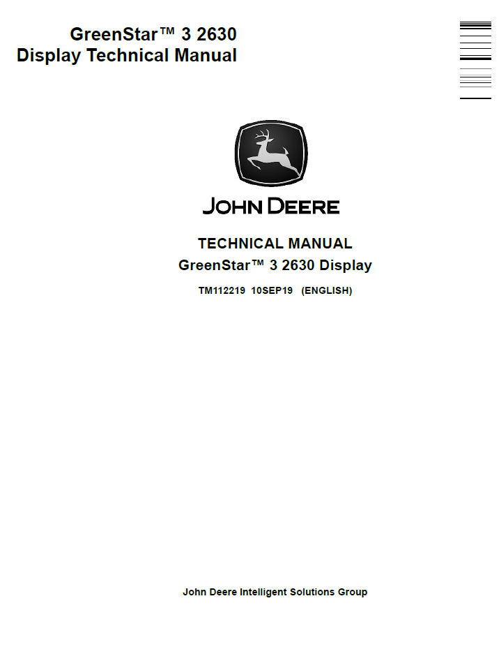 John Deere TM112219 GreenStar 3 2630 Display Technical Manual