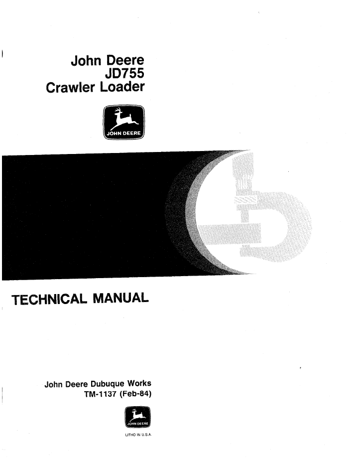 John Deere TM1137 Technical Manual for JD755 Crawler Loader