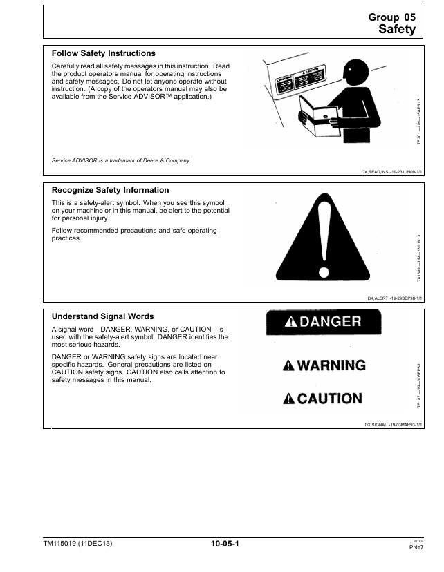 John Deere TM115019 Service Manual for Mowit 500F and Tango E5 Mowers