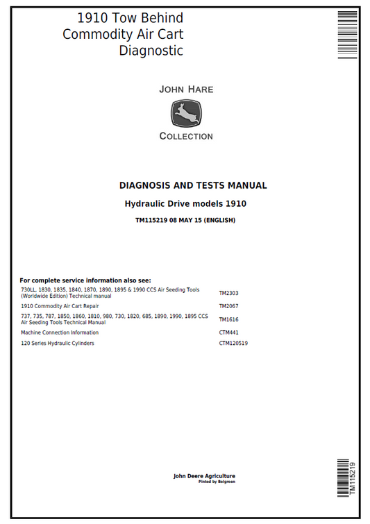 John Deere TM115219 1910 Tow Behind Commodity Air Cart Manual