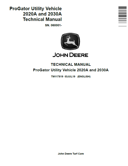 John Deere TM117819 ProGator 2020A 2030A Technical Manual