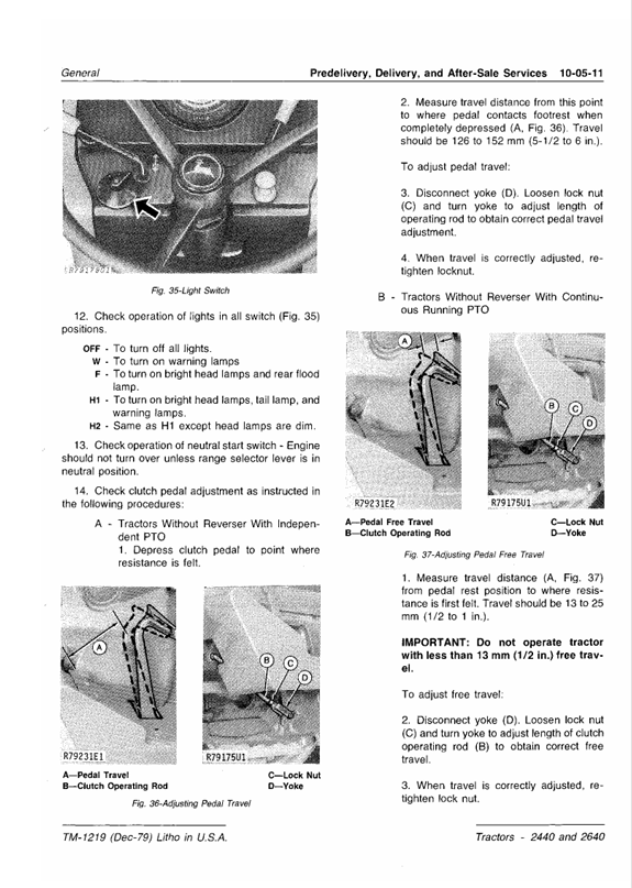 John Deere TM1219 Technical Manual for 2440 and 2640 Tractors PDF
