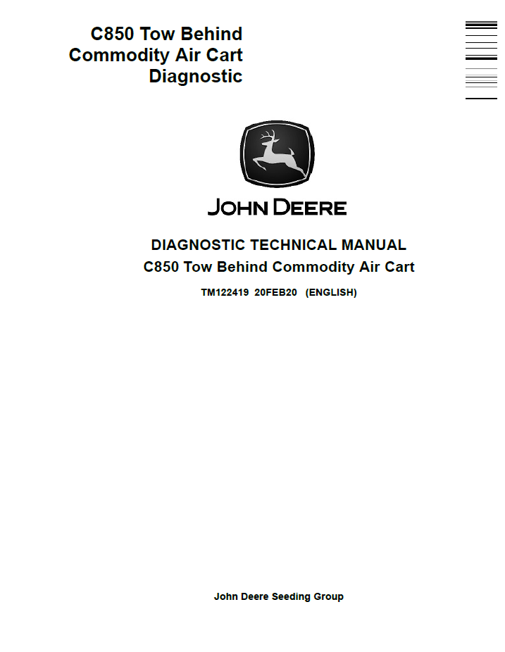 John Deere TM122419 C850 Tow Behind Commodity Air Cart Manual