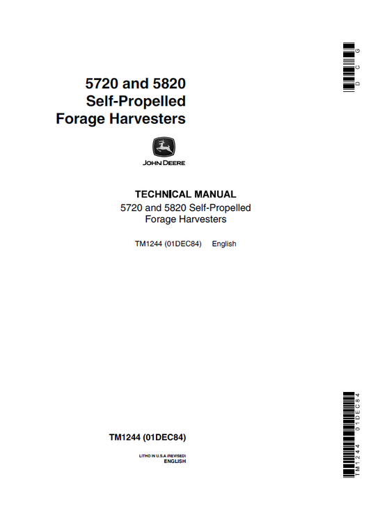 John Deere TM1244 5720 5820 Self-Propelled Forage Harvester Manual