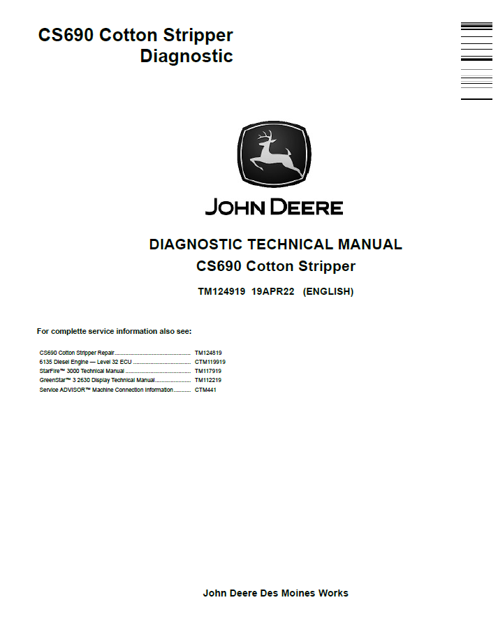 John Deere TM124919 CS690 Cotton Stripper Diagnostic Manual