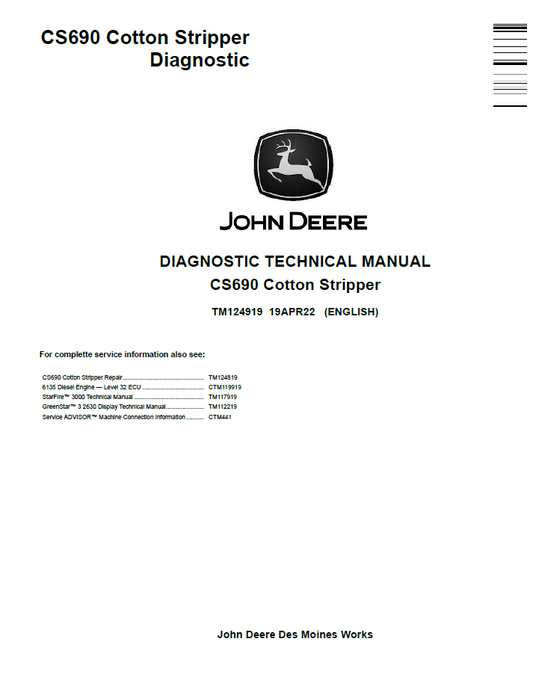 John Deere TM124919 CS690 Cotton Stripper Diagnostic Manual