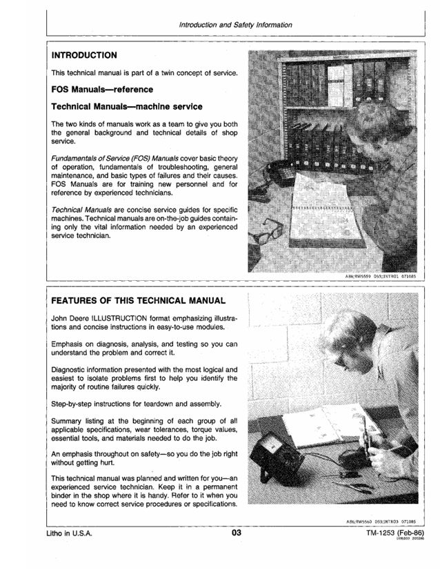 John Deere TM1253 Service Repair Manual for 1250, 1450 & 1650 Tractors