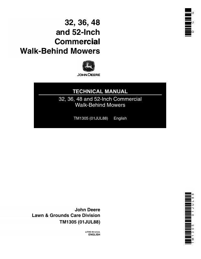 John Deere TM1305 Commercial Walk-Behind Mower Technical Manual
