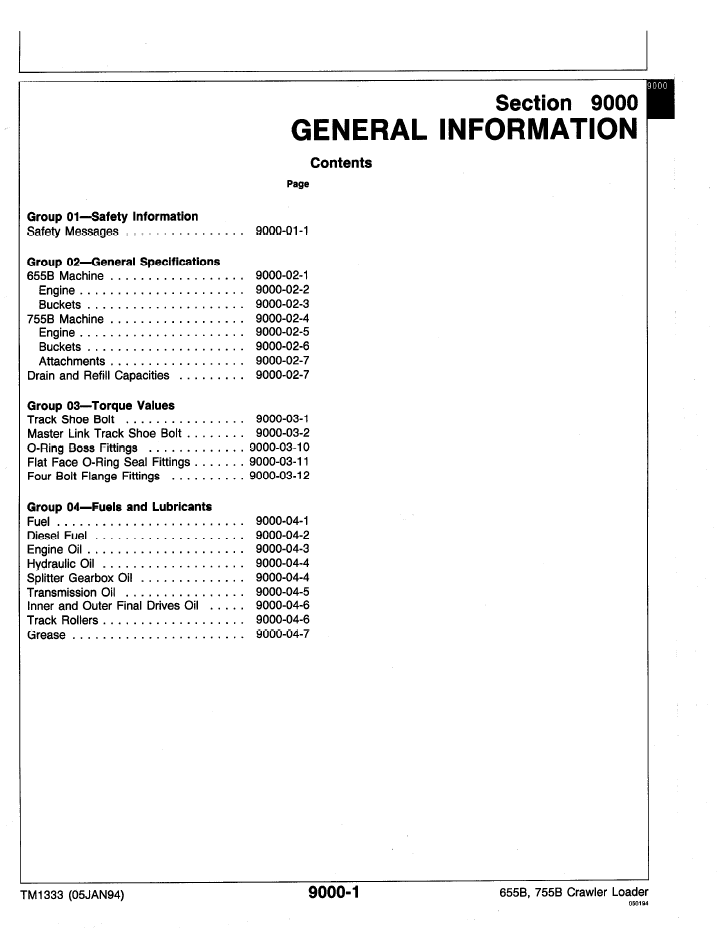 John Deere TM1333 Workshop Technical Manual for 655B-755B Dozers