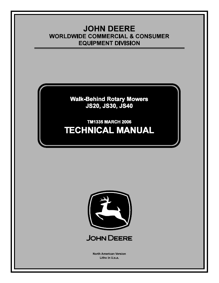 John Deere TM1335 JS20 JS30 JS40 Walk-Behind Mower Manual PDF