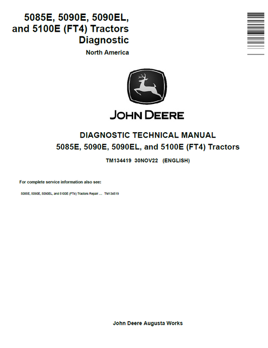 John Deere TM134419 5085E 5090E 5100E FT4 Tractor Diagnostic Manual