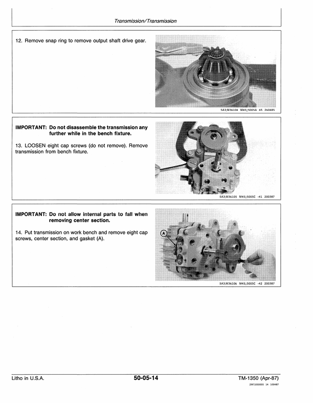John Deere TM1350 Front Mower Repair & Service Manual