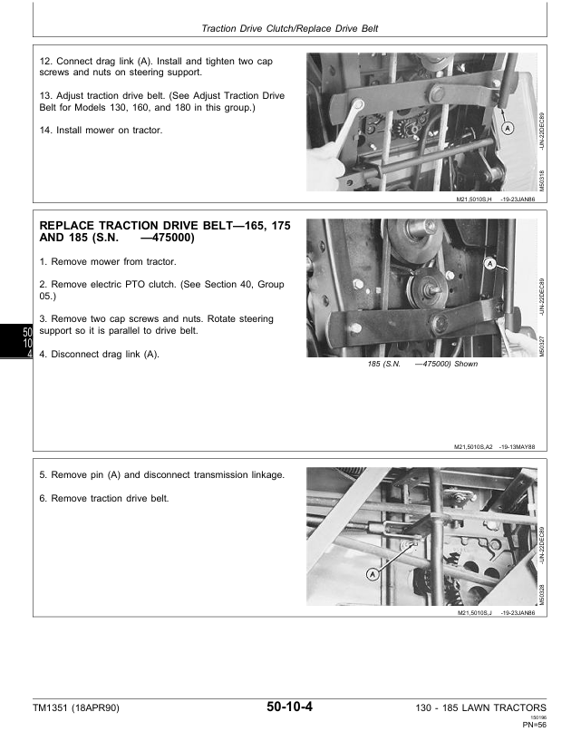 John Deere TM1351 Service Repair Manual for 130-185 Lawn Tractors