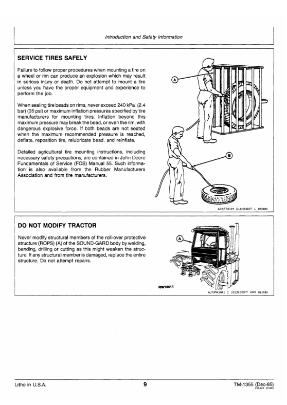 John Deere TM1355 8450 & 8650 Tractor Repair and Maintenance Manual