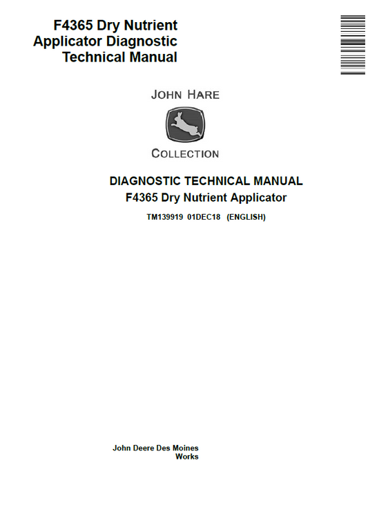 John Deere TM139919 F4365 Dry Nutrient Applicator Diagnostic Manual