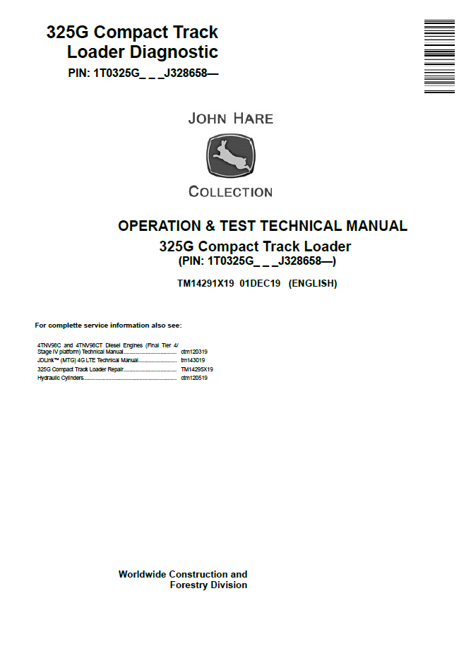 John Deere TM14291X19 325G Compact Track Loader Test Manual