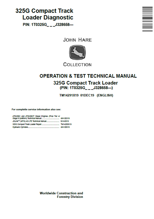 John Deere TM14291X19 325G Compact Track Loader Test Manual