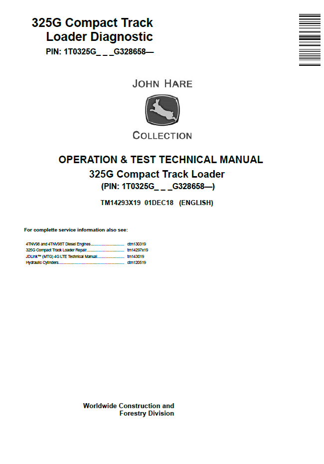 John Deere TM14293X19 325G Compact Track Loader Test Manual