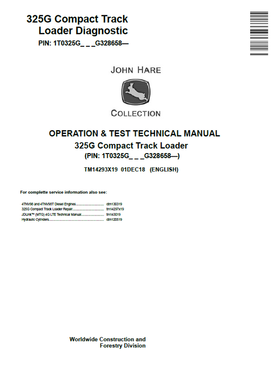 John Deere TM14293X19 325G Compact Track Loader Test Manual
