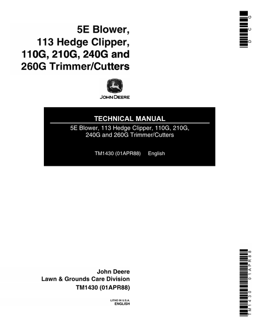 John Deere TM1430 Technical Manual 5E Blower & Trimmer/Cutter Guide