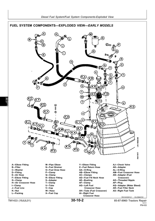 John Deere TM1433 Service Manual for 8560 8760 8960 Tractors