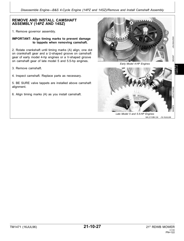 John Deere TM1471 Service & Repair Manual for Walk-Behind Mowers