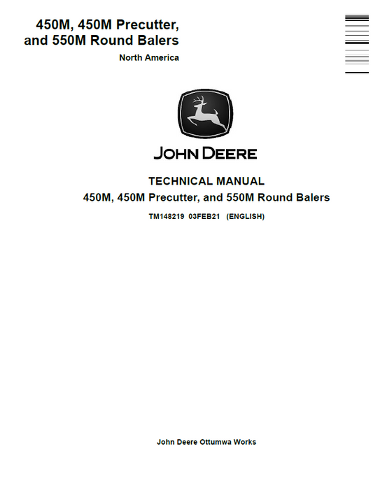 John Deere TM148219 450M 450M Precutter 550M Baler Manual