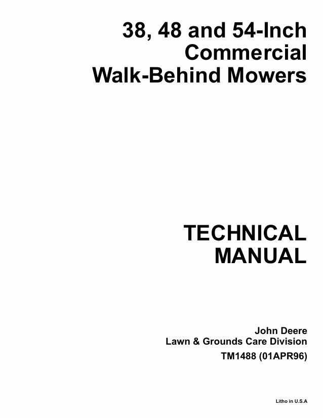John Deere TM1488 38, 48 & 54 Inch Commercial Walk-Behind Mower Manual