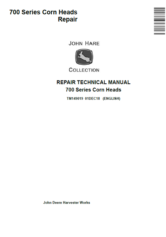 John Deere TM149019 700 Series Corn Head Repair Manual PDF