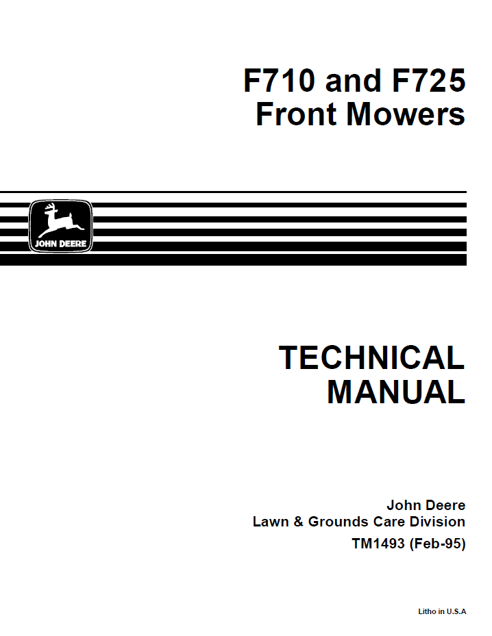 John Deere TM1493 F710 & F725 Front Mower Service Repair Manual PDF