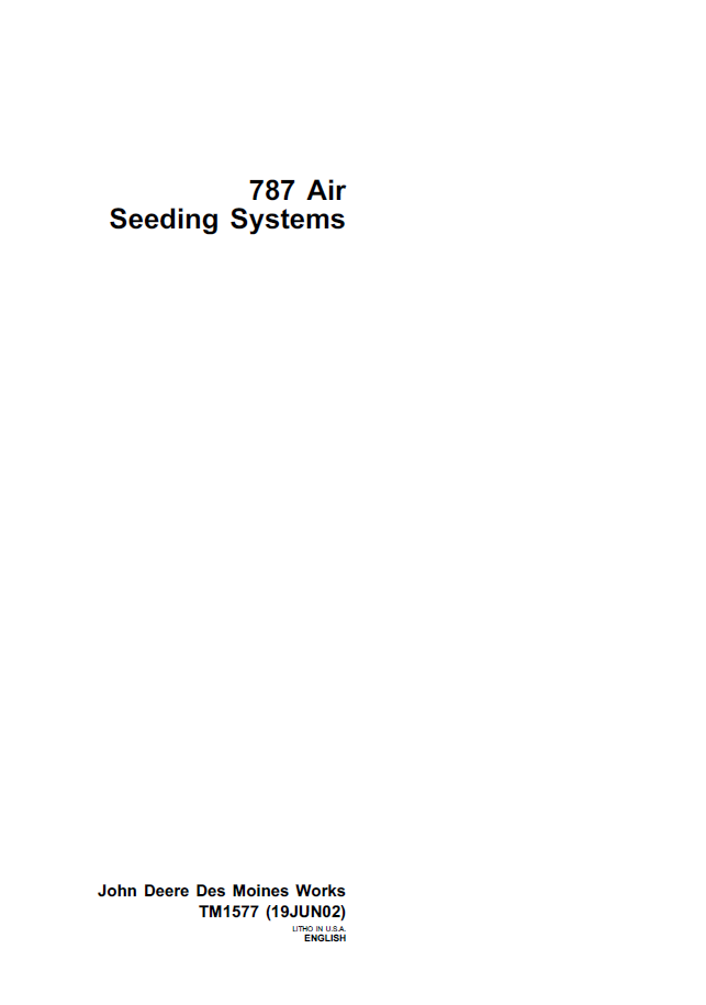 John Deere TM1577 787 Air Seeding System Technical Service Manual