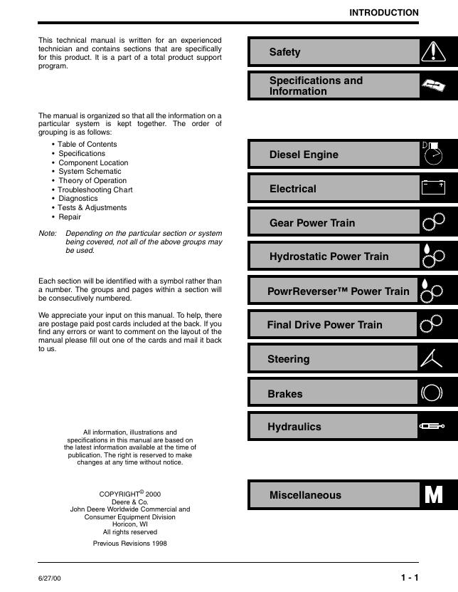 John Deere TM1679 Repair & Service Manual for 4500 4600 4700 Tractors